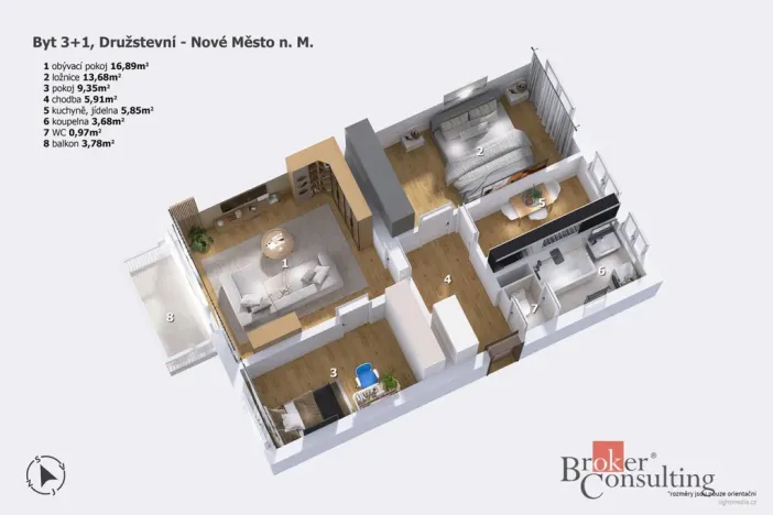 Prodej bytu 3+1, Nové Město nad Metují, Družstevní, 57 m2