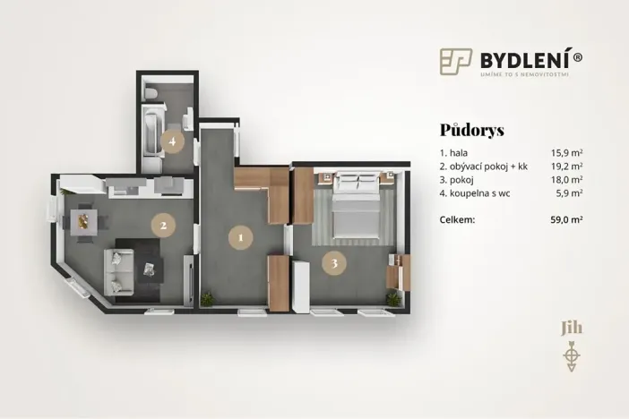 Pronájem bytu 3+kk, Teplice, Havlíčkova, 59 m2