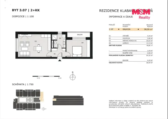 Prodej bytu 2+kk, Rokycany - Plzeňské Předměstí, Litohlavská, 59 m2