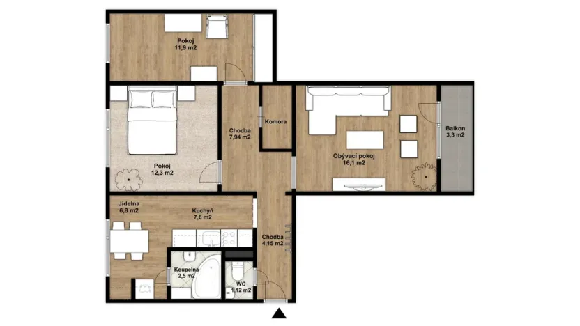 Pronájem bytu 3+1, Olomouc - Povel, Heleny Malířové, 72 m2