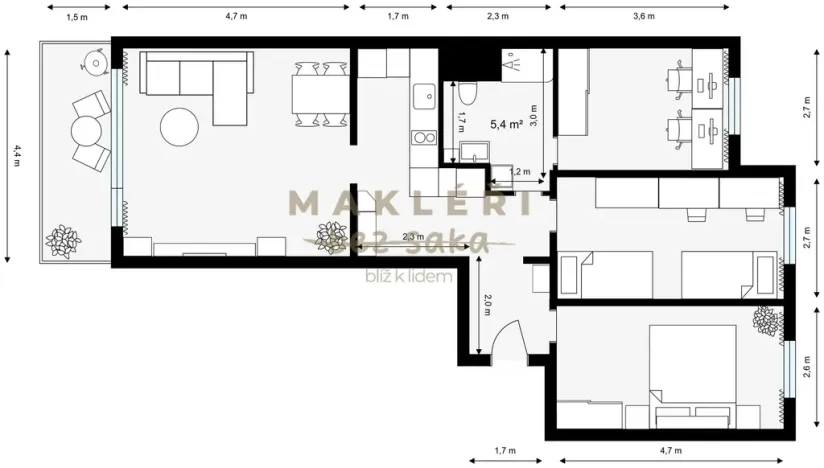 Prodej bytu 4+kk, Praha, Pod lysinami, 80 m2