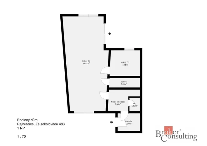 Prodej rodinného domu, Rajhradice, Za Sokolovnou, 120 m2
