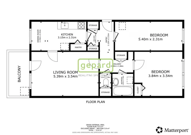 Pronájem bytu 3+1, Praha - Chodov, Benkova, 72 m2
