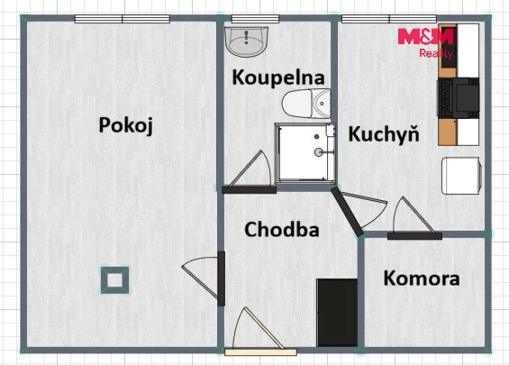 Prodej bytu 1+1, Kostelec nad Orlicí, Rudé armády, 32 m2