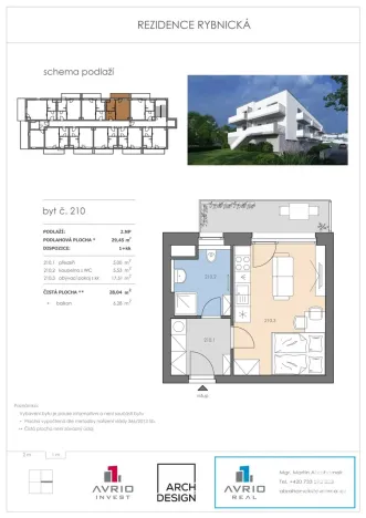 Prodej bytu 1+kk, Brno, Rybnická, 28 m2