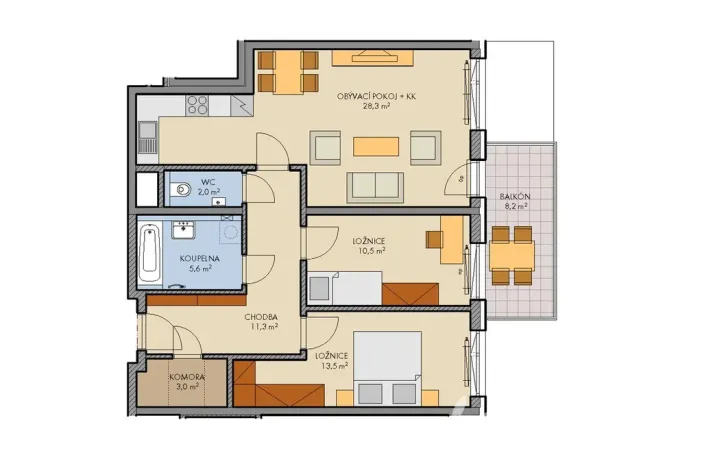 Prodej bytu 3+kk, Praha - Hlubočepy, Hugo Haase, 78 m2