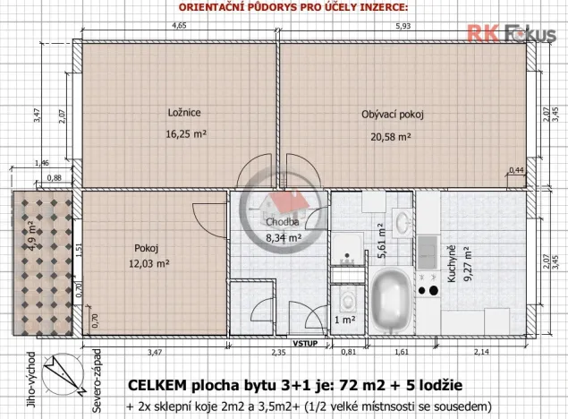 Prodej bytu 3+1, Třebíč - Borovina, Okružní, 77 m2