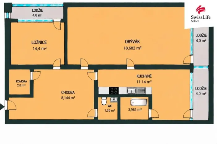 Prodej bytu 2+1, Plzeň - Doudlevce, Heyrovského, 70 m2