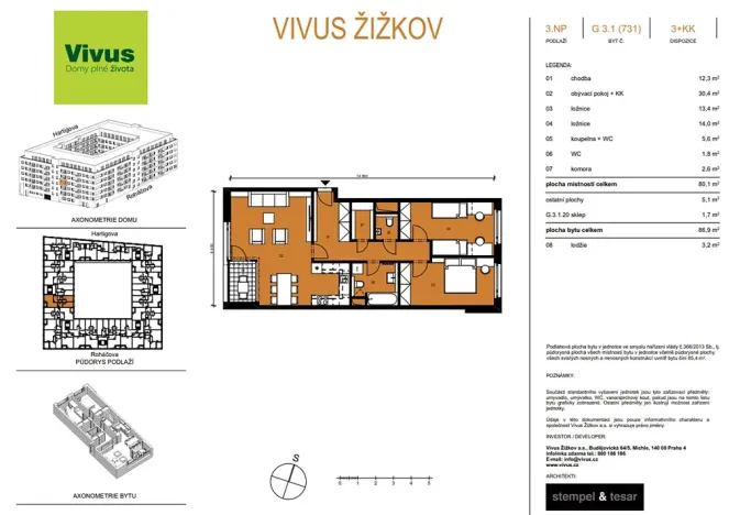 Prodej bytu 3+kk, Praha - Žižkov, Budovcova, 87 m2