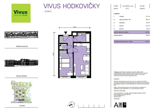 Prodej bytu 2+kk, Praha, Modřanská, 46 m2
