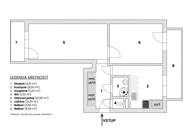 Prodej bytu 2+1, Brno - Královo Pole, Slovinská, 55 m2