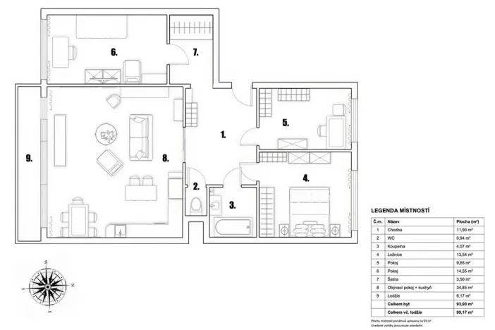Prodej bytu 4+kk, Praha - Bohnice, Kostřínská, 103 m2