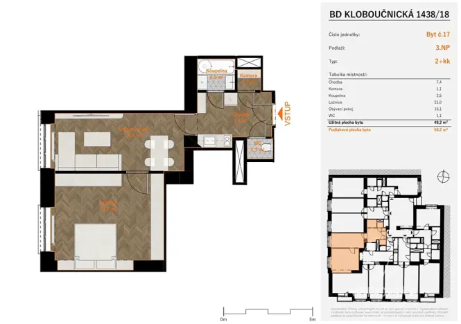 Prodej bytu 2+kk, Praha - Nusle, Kloboučnická, 50 m2