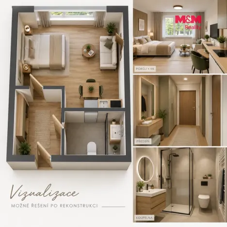 Prodej bytu 1+kk, Praha - Kobylisy, Kyselova, 23 m2