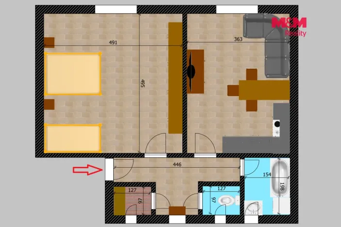 Prodej bytu 2+kk, Pardubice - Zelené Předměstí, Devotyho, 53 m2