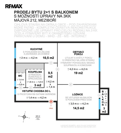 Prodej bytu 2+1, Meziboří, Májová, 57 m2