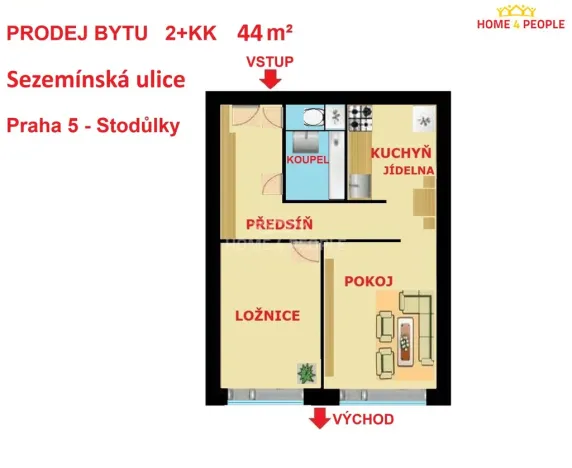 Prodej bytu 2+kk, Praha - Stodůlky, Sezemínská, 46 m2
