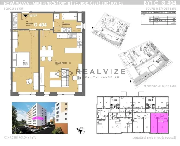 Pronájem bytu 2+kk, České Budějovice, České Vrbné, 71 m2