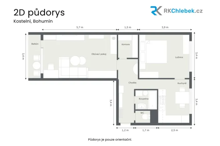 Prodej bytu 2+1, Bohumín, Kostelní, 58 m2