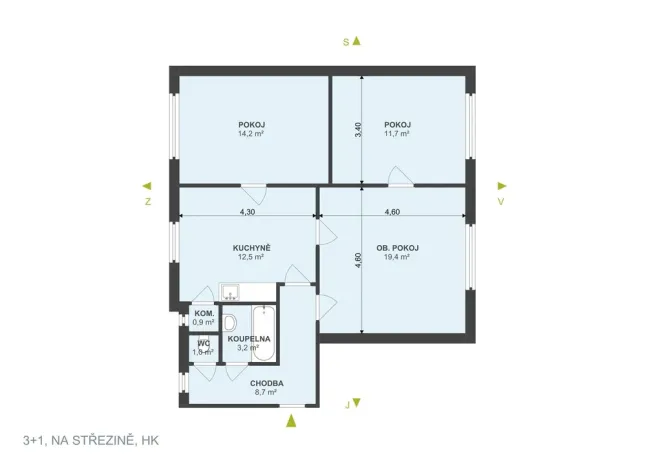 Prodej bytu 3+1, Hradec Králové, Na Střezině, 72 m2