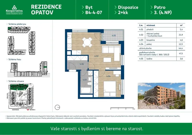 Pronájem bytu 2+kk, Praha - Chodov, Líbalova, 47 m2