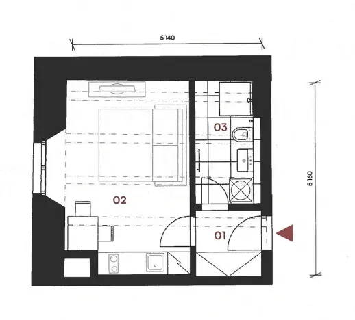 Pronájem bytu 1+kk, Praha - Nusle, Vrtbova, 27 m2
