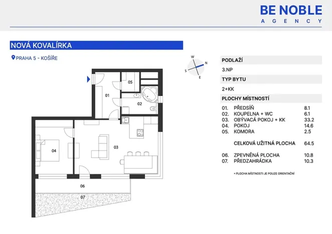 Pronájem bytu 2+kk, Praha - Košíře, Musílkova, 65 m2