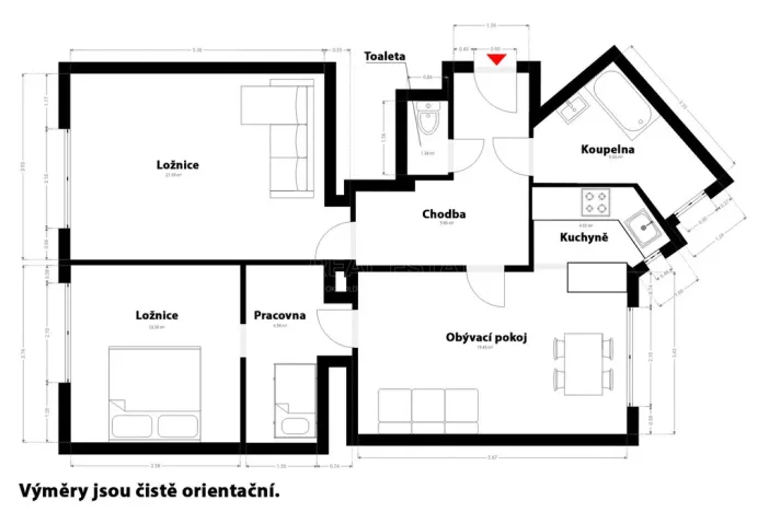 Prodej bytu 3+1, Praha - Bubeneč, U studánky, 82 m2