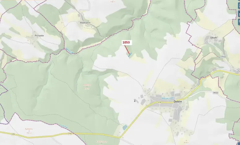 Dražba lesa, Deblín, 1757 m2