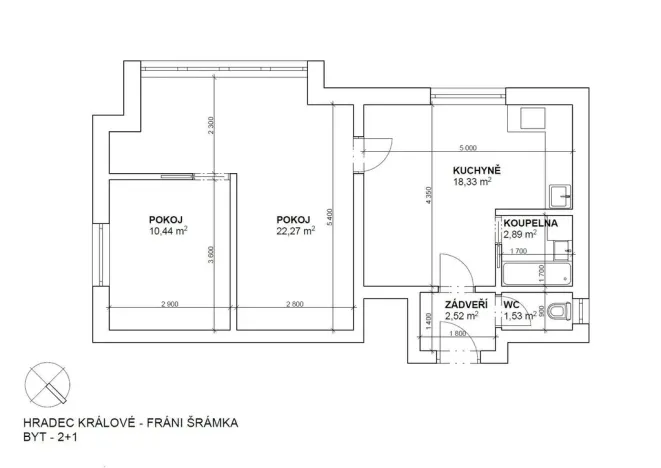 Prodej bytu 2+1, Hradec Králové - Pražské Předměstí, Fráni Šrámka, 68 m2
