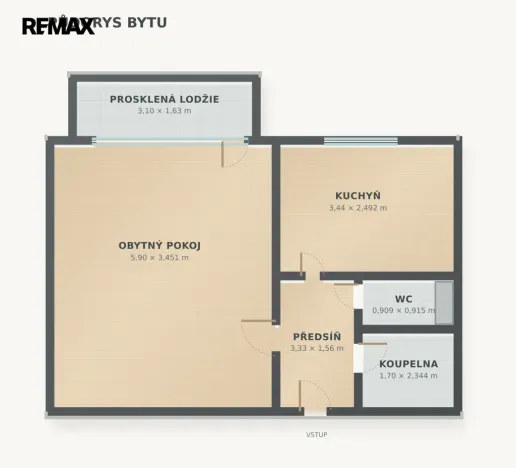 Pronájem bytu 1+1, Havlíčkův Brod, Na Spravedlnosti, 44 m2