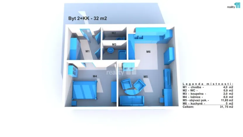 Prodej bytu 2+kk, Nymburk, Růžová, 32 m2