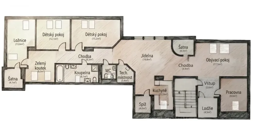 Prodej atypického bytu, Kolín - Kolín II, Mikoláše Alše, 153 m2