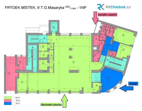 Pronájem obchodního prostoru, Frýdek-Místek - Frýdek, tř. T. G. Masaryka, 365 m2