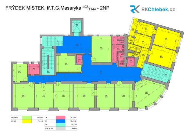 Pronájem kanceláře, Frýdek-Místek - Frýdek, tř. T. G. Masaryka, 153 m2