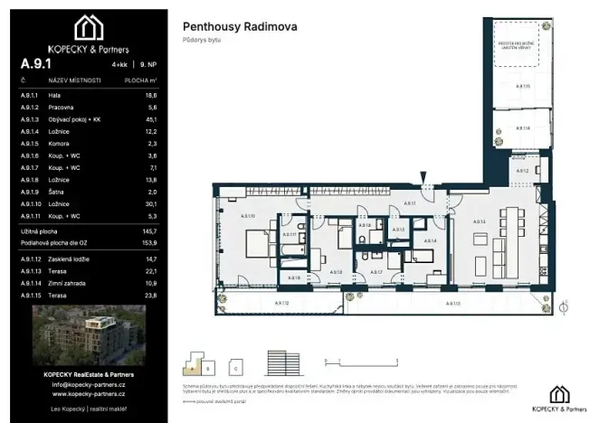 Prodej bytu 4+kk, Praha - Břevnov, Radimova, 154 m2