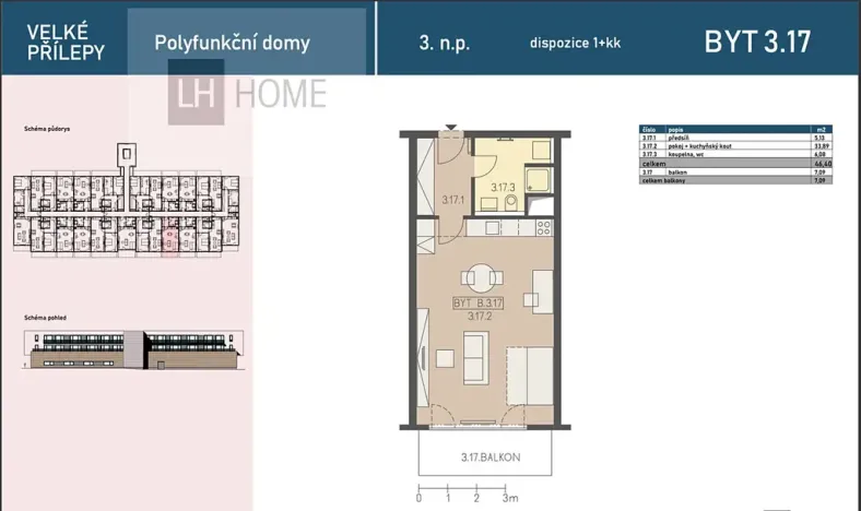 Prodej bytu 1+kk, Velké Přílepy, Klikatá, 46 m2