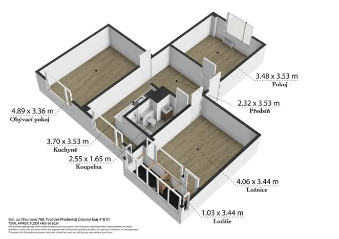 Prodej bytu 3+1, Bílina, Sídliště Za Chlumem, 63 m2