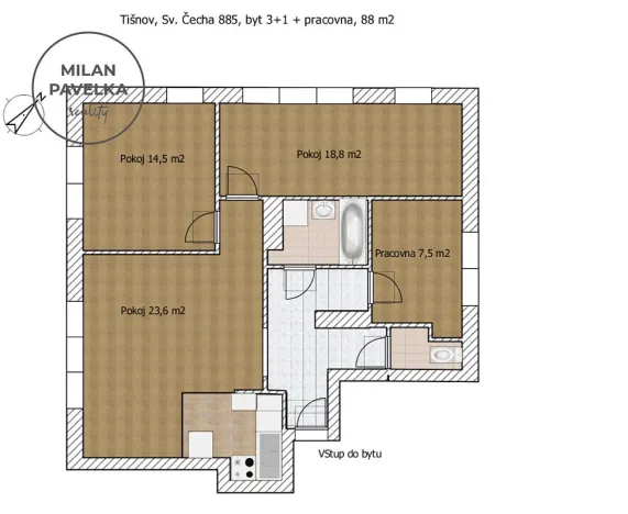 Prodej bytu 3+1, Tišnov, Sv. Čecha, 88 m2