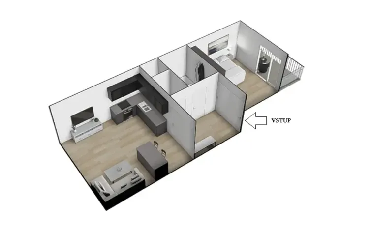 Pronájem bytu 2+kk, Brno, Porhajmova, 55 m2