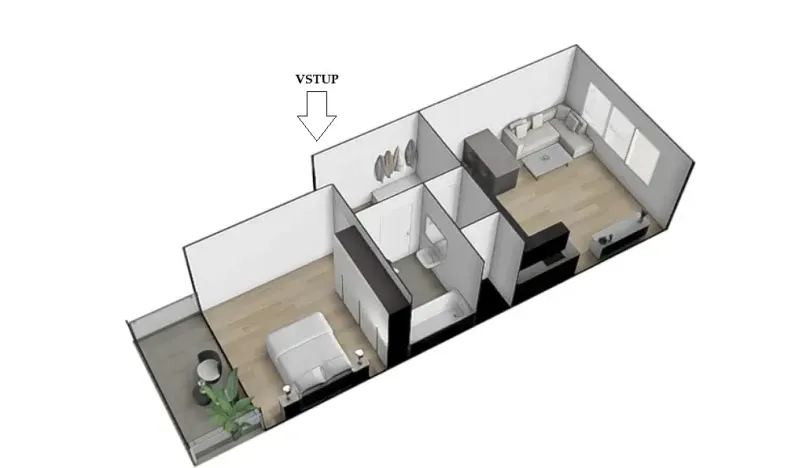 Pronájem bytu 2+kk, Brno, Porhajmova, 55 m2
