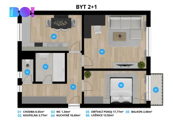 Prodej bytu 2+1, Frenštát pod Radhoštěm, Školská čtvrť, 53 m2