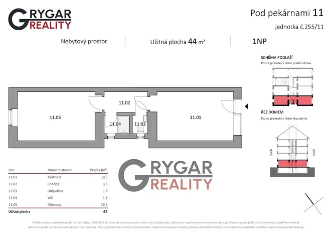 Prodej obchodního prostoru, Praha - Vysočany, Pod pekárnami, 44 m2