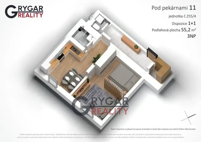 Prodej bytu 1+1, Praha - Vysočany, Pod pekárnami, 55 m2