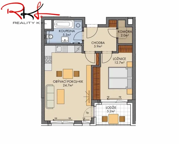 Prodej bytu 2+kk, Praha, Drnovská, 53 m2
