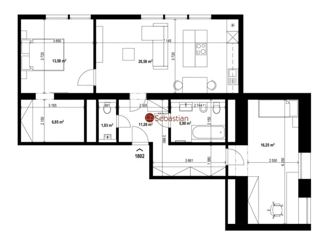 Pronájem bytu 3+kk, Teplice - Trnovany, Antonína Sochora, 81 m2