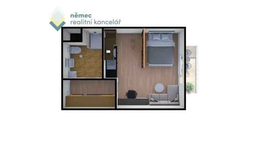 Pronájem bytu 1+kk, Praha - Braník, Na výspě, 31 m2