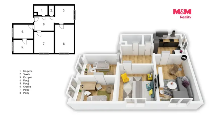 Prodej bytu 4+1, Nučice, 73 m2
