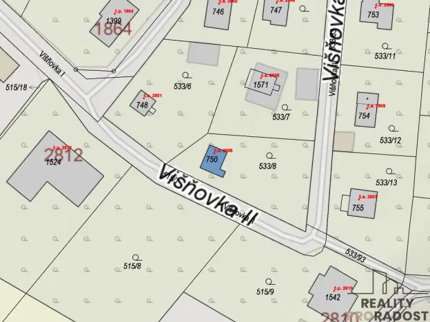 Prodej pozemku pro bydlení, Kamenice, Višňovka II, 602 m2