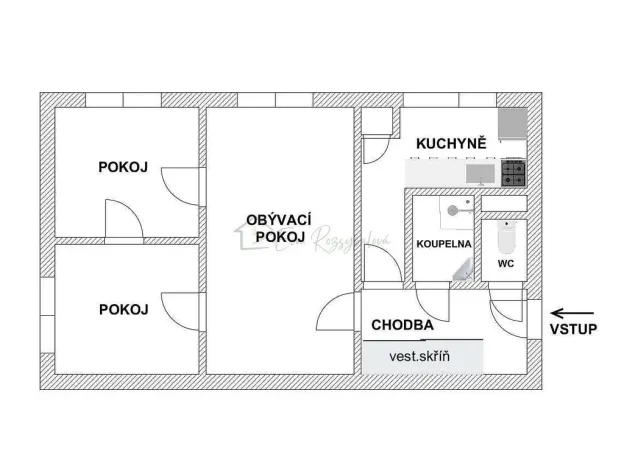 Prodej bytu 3+1, Vsetín, Luh, 60 m2